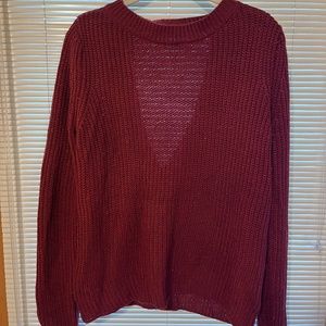 Urban Outfitters Open Back Sweater in Wine Red